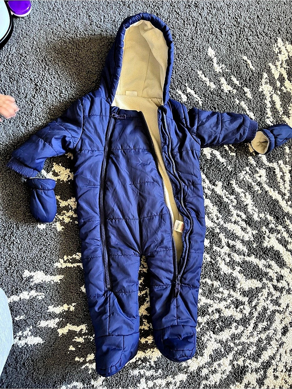 F&F Blue Fleece Lined Hooded Padded Snowsuit 3-6 Months